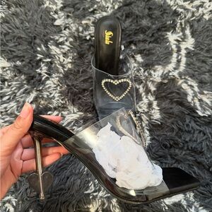 Black & Clear Heart Heels